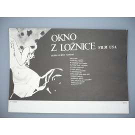 Okno z ložnice (filmový plakát, papírová fotoska, slepka, film USA 1987, režie Curtis Hanson, Hrají: Steve Guttenberg, Elizabeth McGovern, Isabelle Huppert)