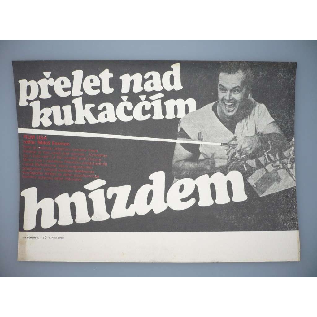 Přelet nad kukaččím hnízdem (filmový plakát, papírová fotoska, slepka, film USA 1975, režie Miloš Forman, Hrají: Jack Nicholson, Louise Fletcher, Sydney Lassick)