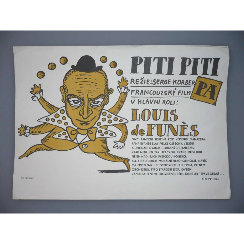 Piti Piti Pa (filmový plakát, papírová fotoska, slepka, film Francie 1970, režie Serge Korber, Hrají: Louis de Funès, Noëlle Adam, Olivier de Funès)