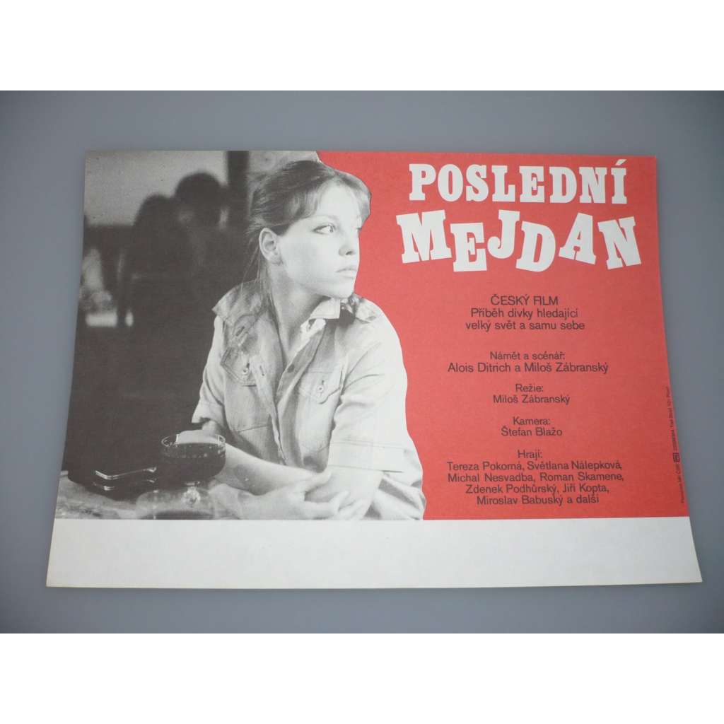 Poslední mejdan (filmový plakát, papírová fotoska, slepka, film ČSSR 1984, režie Miloš Zábranský, Hrají: Tereza Pokorná-Herzová, Světlana Nálepková, Michal Nesvadba)