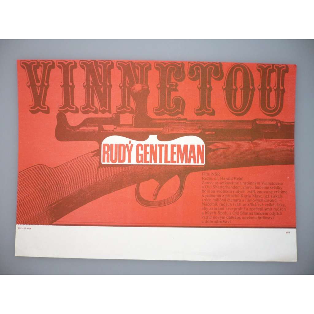 Vinnetou - Rudý gentleman (filmový plakát, papírová fotoska, slepka, film NSR 1964, režie Harald Reinl, Hrají: Lex Barker, Pierre Brice, Anthony Steel)
