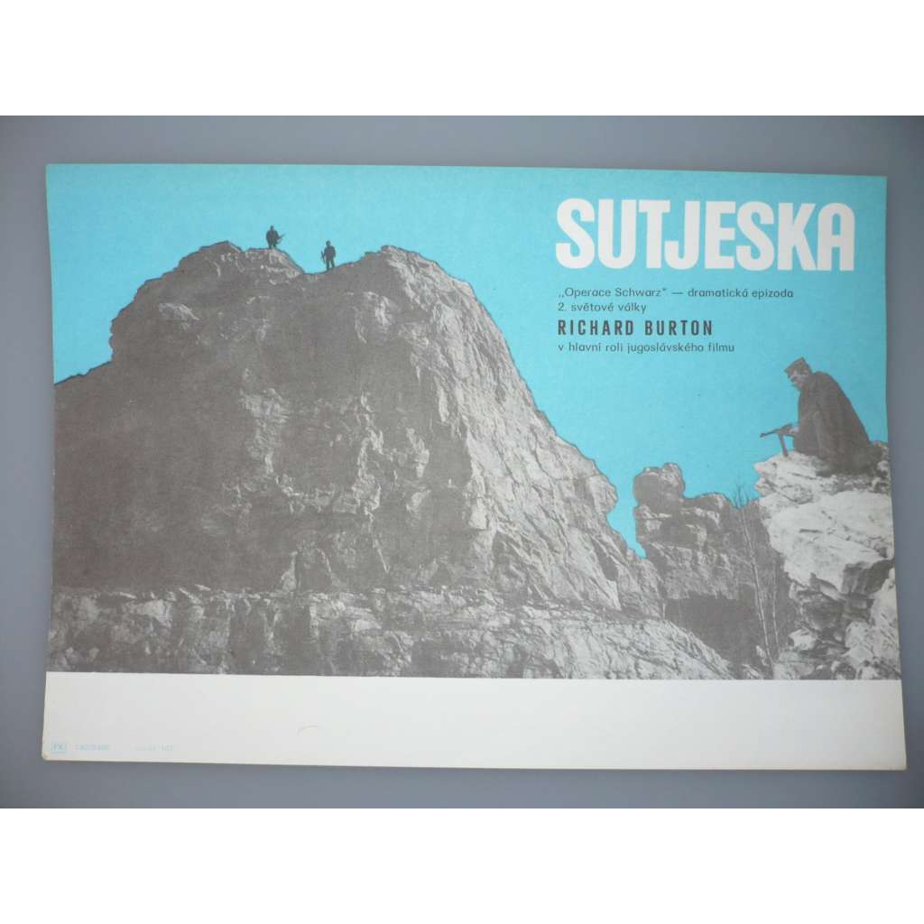 Sutjeska / Soutěska (filmový plakát, papírová fotoska, slepka, film Jugoslávie, režie  Stipe Delic, hrají: RIchard Burton, Ljuba Tadic, Velimir Zivojinovic)