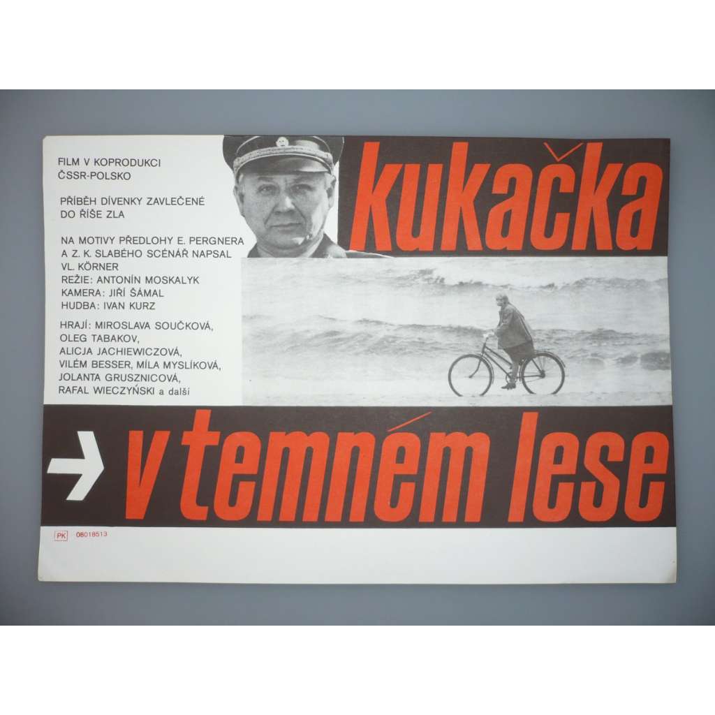 Kukačka v temném lese (filmový plakát, papírová fotoska, slepka, film Polsko 1984, režie Antonín Moskalyk, Hrají: Miroslava Součková, Oleg Tabakov, Alicja Jachiewic)