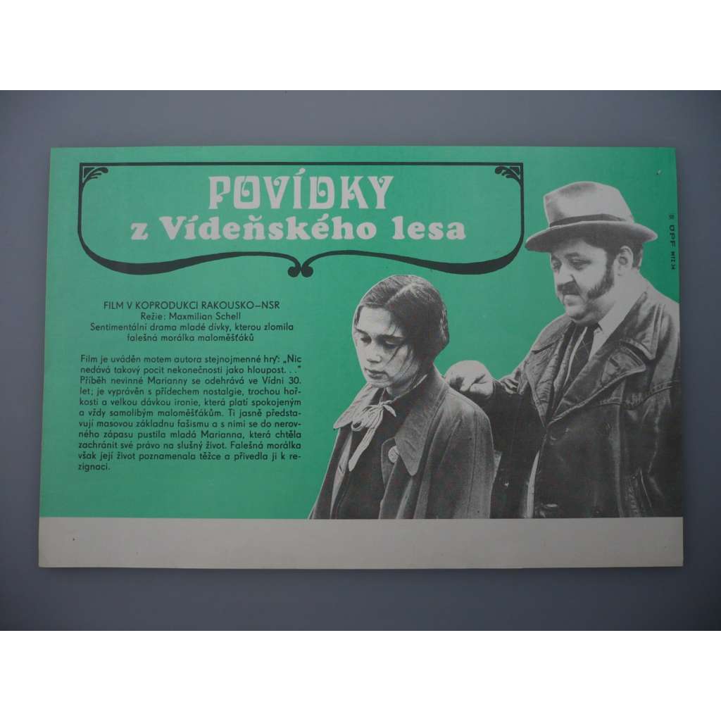 Povídky z Vídeňského lesa (filmový plakát, papírová fotoska, slepka, film SRN 1979, režie Maximilian Schell, Hrají: Birgit Doll, Hanno Pöschl, Helmut Qualtinger)