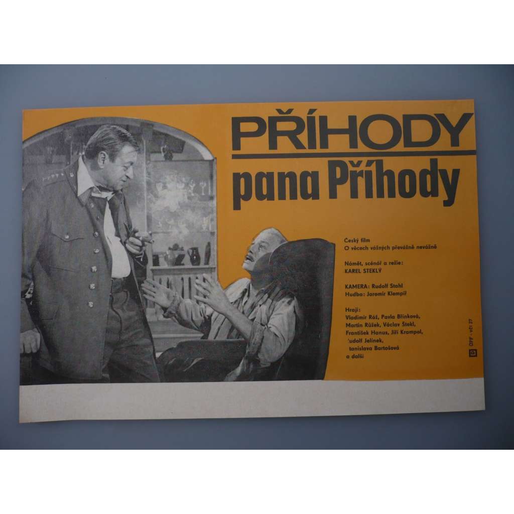 Příhody pana Příhody (filmový plakát, papírová fotoska, slepka, film ČSSR 1982, režie Karel Steklý, Hrají: Vladimír Ráž, Karel Šebesta, Pavla Břínková)