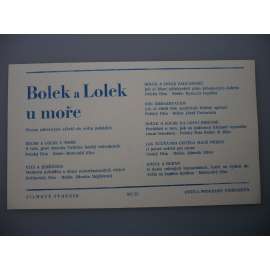 Bolek a Lolek u moře (filmový plakát, program kina, animovaný film, Vlci a jehňátka, Kozel a beran, Bolek a Lolek zahradničí)