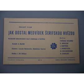 Jak dostal medvídek šerifskou čepici (filmový plakát, papírová fotoska, slepka, film Polsko 1976, režie Tadeusz Wilkosz)