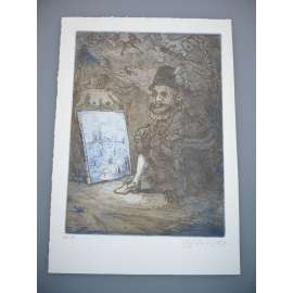 Jan Souček (1941 - 2008) - Rudolf II. - Kombinovaná technika (1997), signovaná grafika