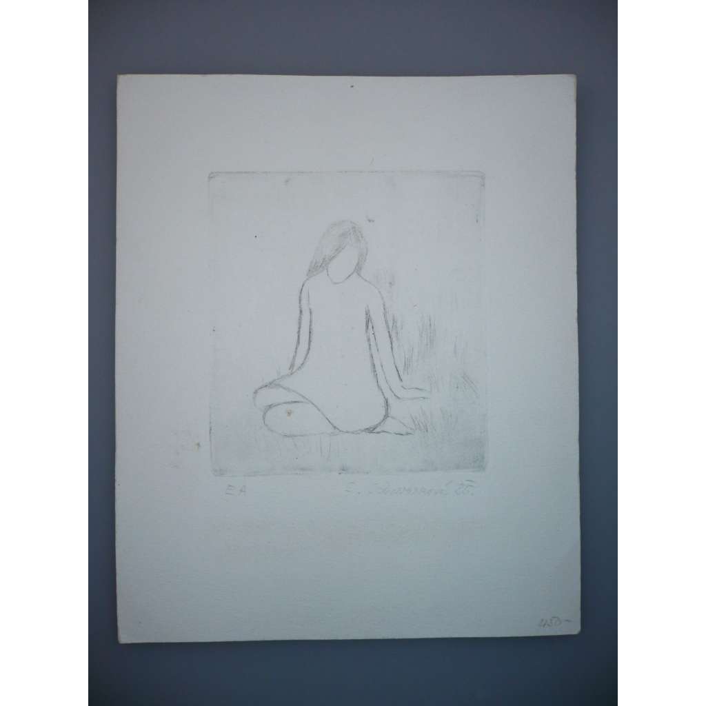 S. Schwarzová - Dívka - Lept (1985), signovaná grafika
