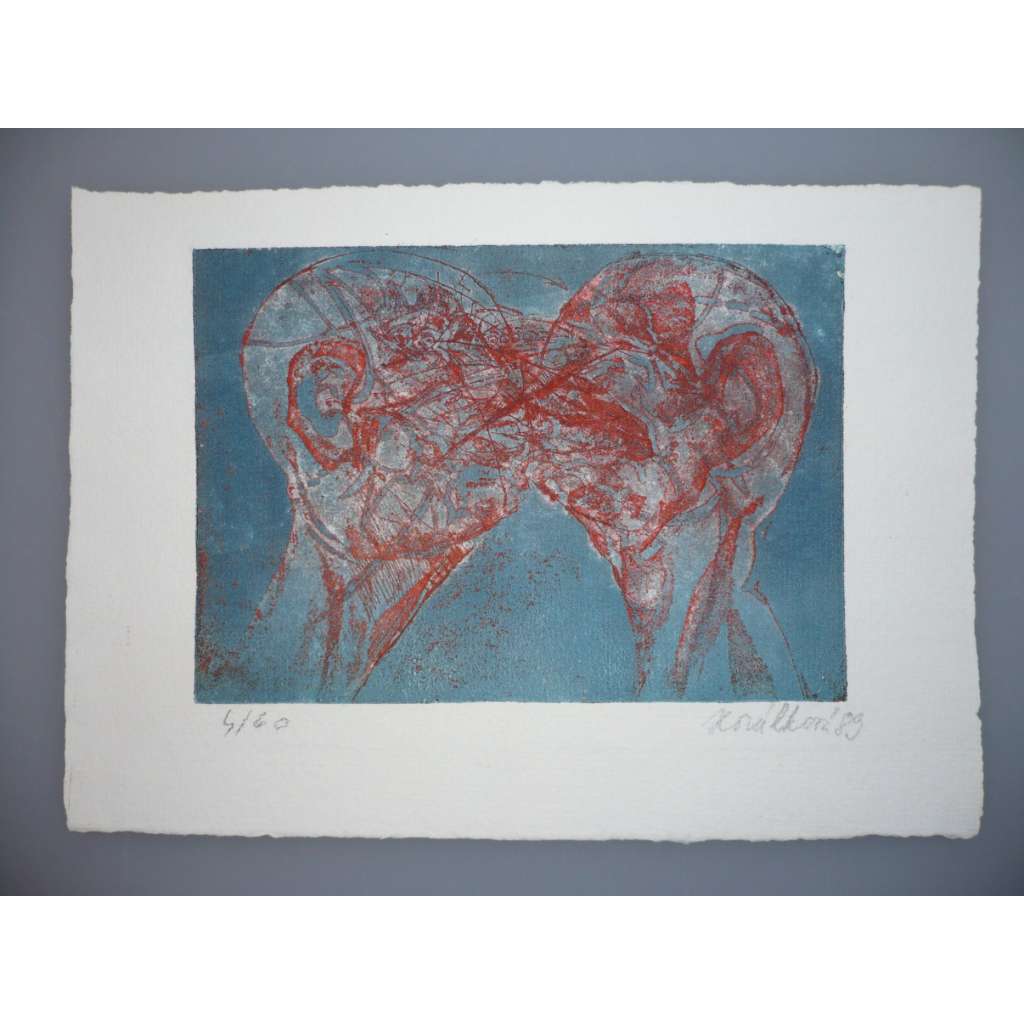 Horálková Helena (1955) - Polibek - Strukturální grafika (1989), signovaná grafika