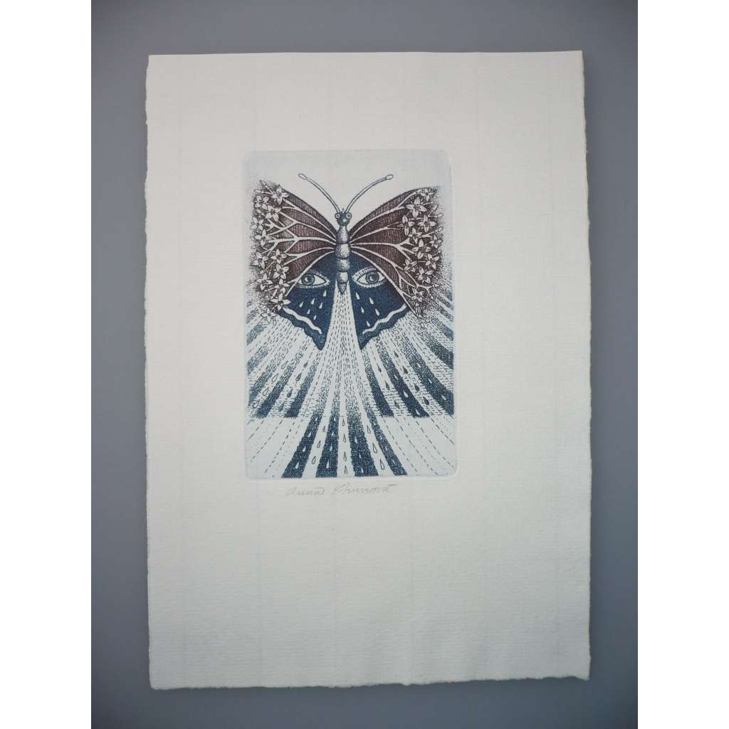Anna Khunová (1946) - Motýl - Lept, signovaná grafika