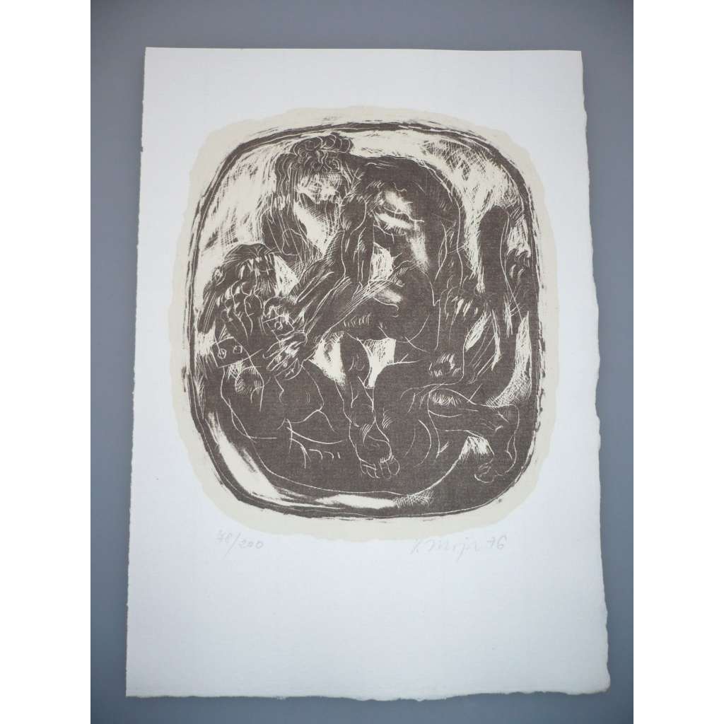 Pavel Major (1943) - Zápasníci II. - Litografie 1976, signovaná grafika
