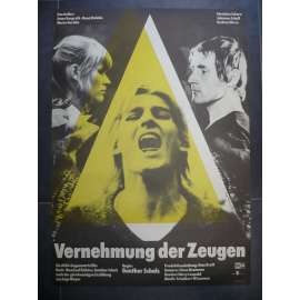 Vyslýchání svědka / Vernehmung der Zeugen (filmový plakát, film NDR 1987, režie Gunther Scholz, Hrají: René Steinke, Gudrun Okras, Petra Kelling)
