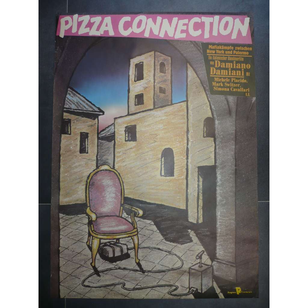 Sicilská spojka (filmový plakát, papírová fotoska, slepka, film Itálie 1984, režie Damiano Damiani, Hrají: Michele Placido, Mark Chase, Simona Cavallari)