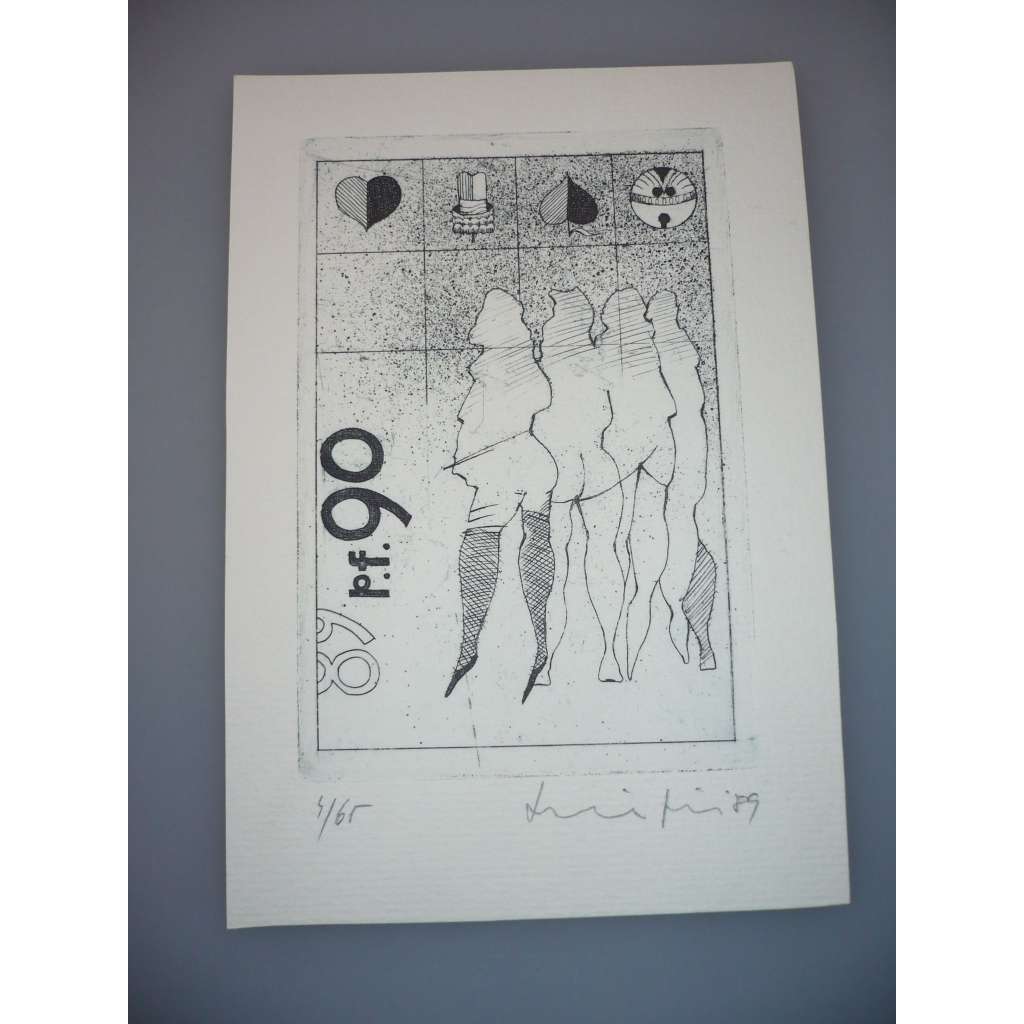 Jiří Mika (1946 - 2012) - EX LIBRIS - Lept, signovaná grafika 1989