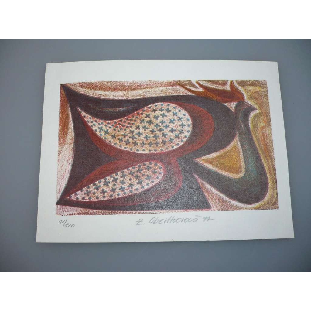 Zuzana Oberthorová (1949) - Páv - Litografie, signovaná grafika 1977