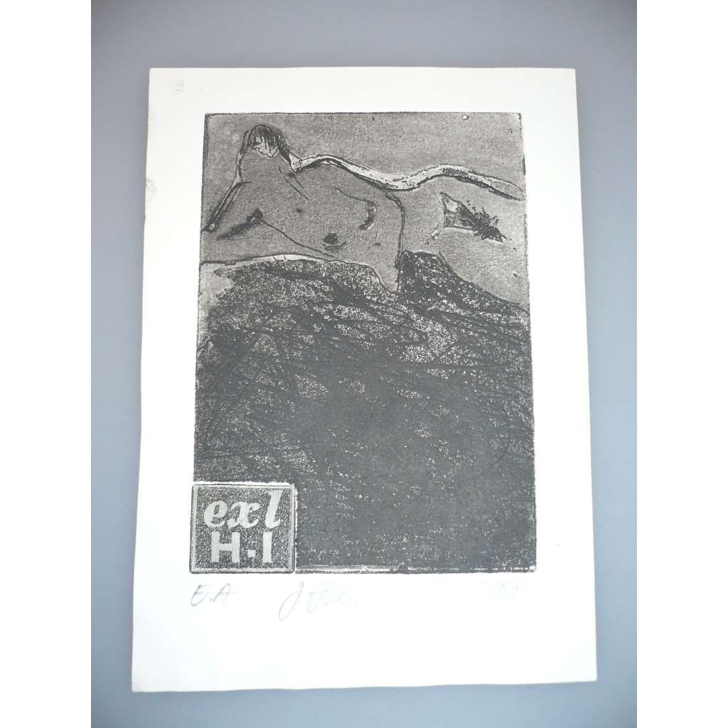 Jiří Pálek (1951) - EX LIBRIS - Kombinovaná technika, signovaná grafika 1990