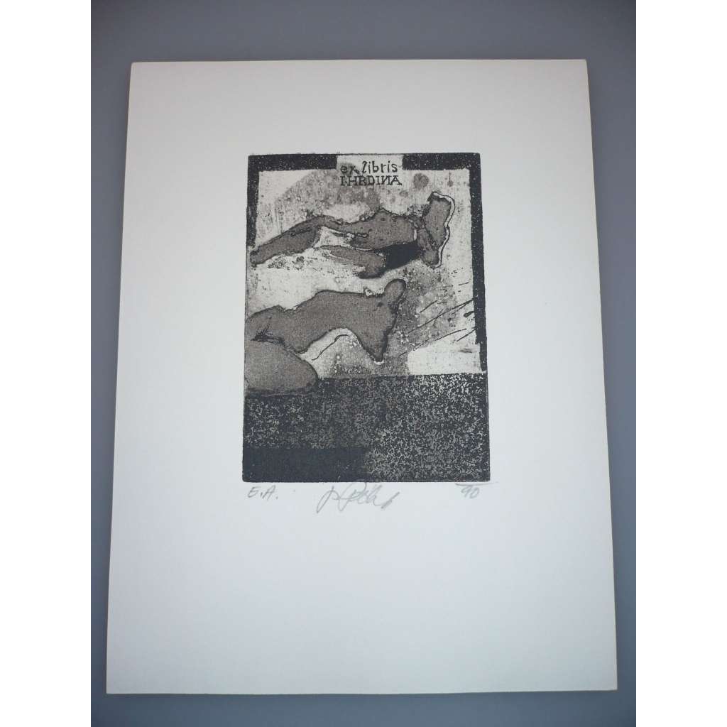 Jiří Pálek (1951) - EX LIBRIS - Kombinovaná technika, signovaná grafika 1990