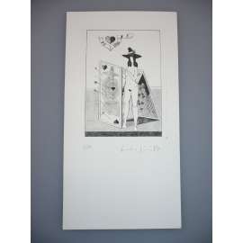 Jiří Mika (1946 - 2012) - Novoročenka 1988 - Lept s akvatintou, signovaná grafika 1987