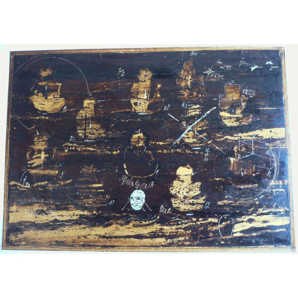 Jiří Pálek (1951) - Kryštof Kolumbus - Kombinovaná tehnika 1990, signovaná grafika