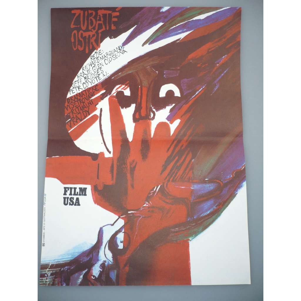 Zubaté ostří (filmový plakát, papírová fotoska, slepka, film USA 1985, režie Richard Marquand, Hrají: Glenn Close, Peter Coyote, Jeff Bridges)