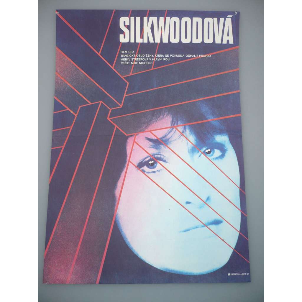 Silkwoodová (filmový plakát, papírová fotoska, slepka, film USA 1983, režie Mike Nichols, Hrají: Meryl Streep, Kurt Russell, Cher, Craig T. Nelson)