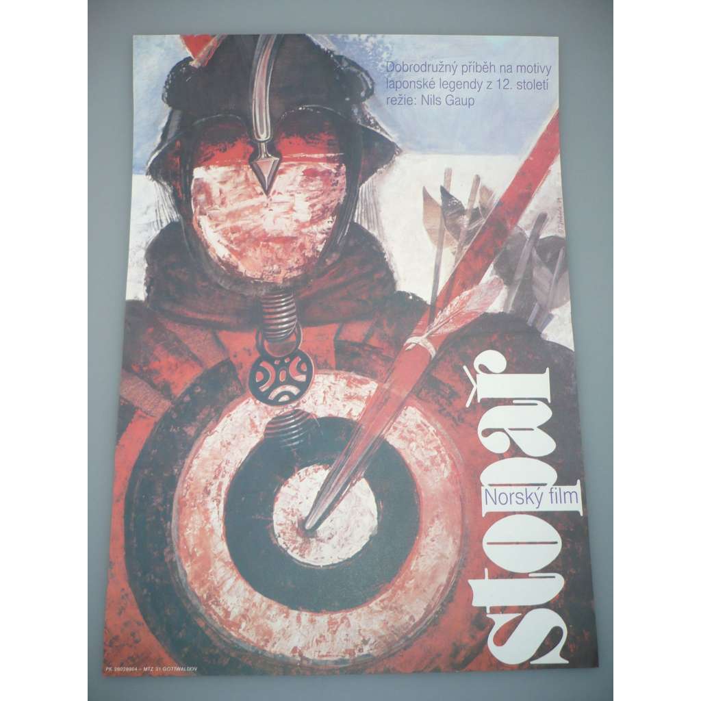 Stopař (filmový plakát, papírová fotoska, slepka, film Norsko 1987, režie Nils Gaup, Hrají: Svein Scharffenberg, Mikkel Gaup, Helgi Skúlason)