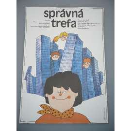 Správná trefa (filmový plakát, papírová fotoska, slepka, film ČSSR 1987, režie Rudolf Růžička, Hrají: Filip Čapka, Svatopluk Skopal, Miroslav Donutil)