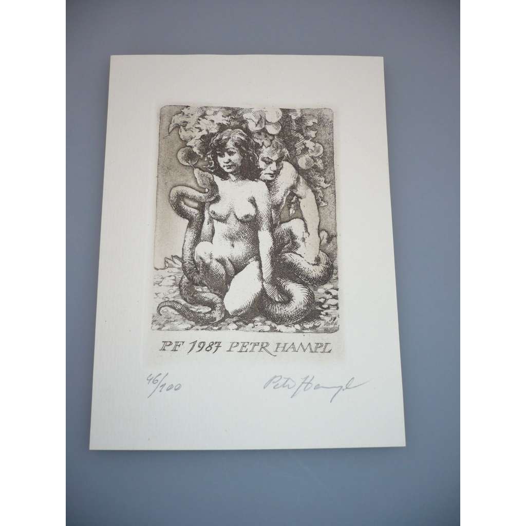 Petr Hampl (1943) - Novoročenka 1987 - Lept, signovaná grafika