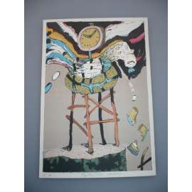Petr Poš (1944 - 2015) - Barová stolička - Barevná litografie 1987, signovaná grafika