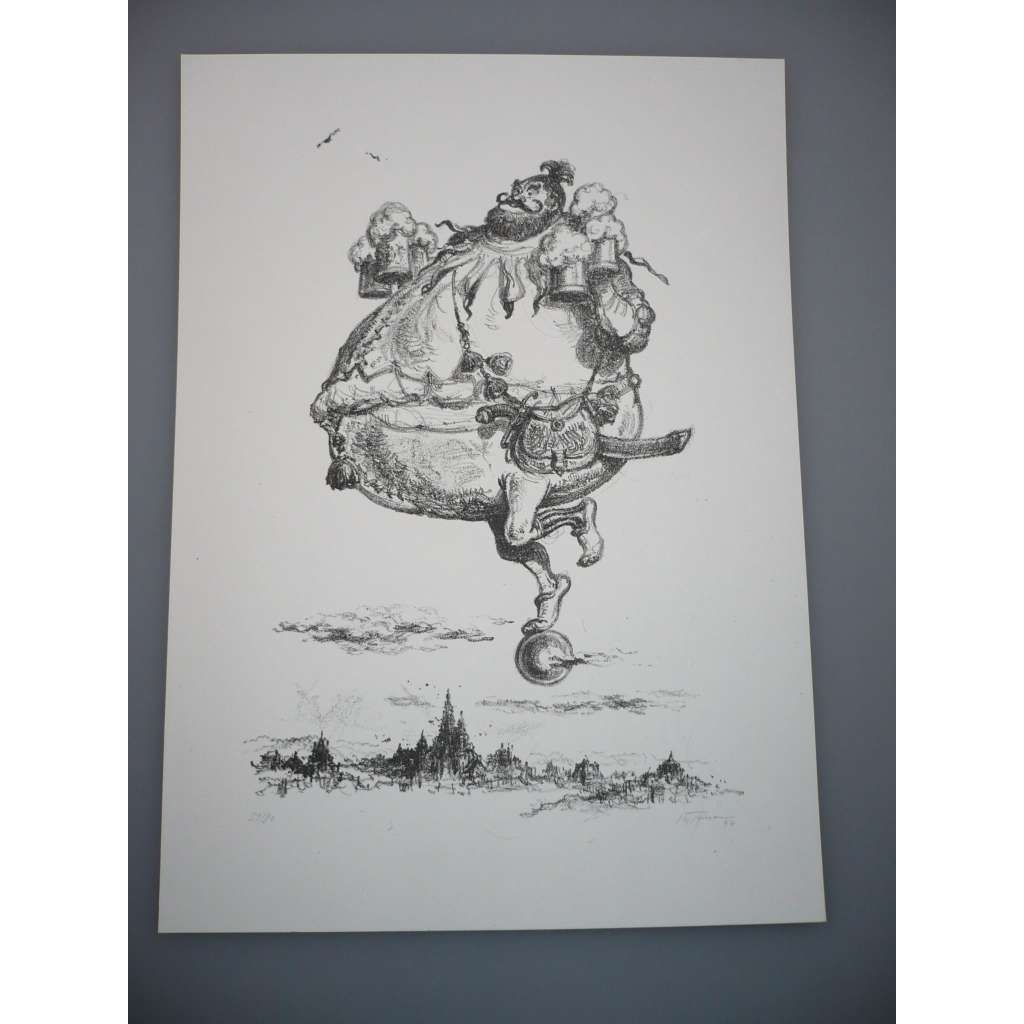 Karel Toman (1931 - 2000) - Pivo - Litografie 1977, signovaná grafika