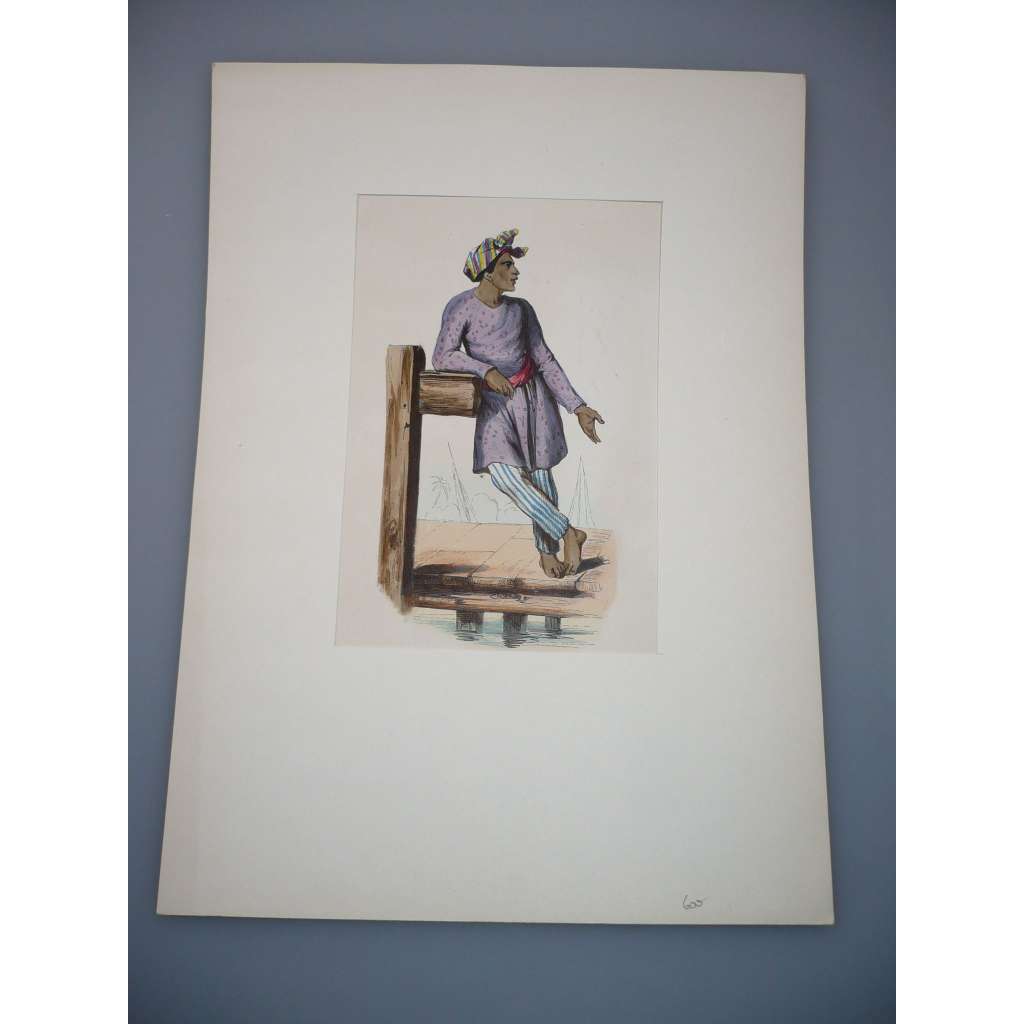 Kroje národů světa - Akvarel kolem roku 1900, grafika, Malajsie
