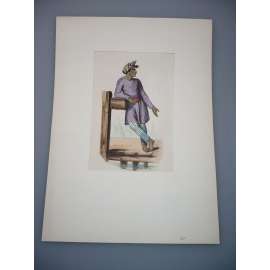 Kroje národů světa - Akvarel kolem roku 1900, grafika, Malajsie