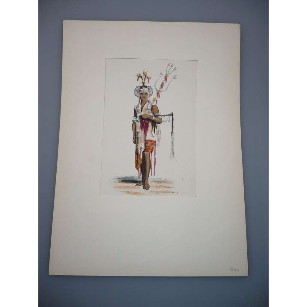 Kroje národů světa - Akvarel kolem roku 1900, grafika, Timor