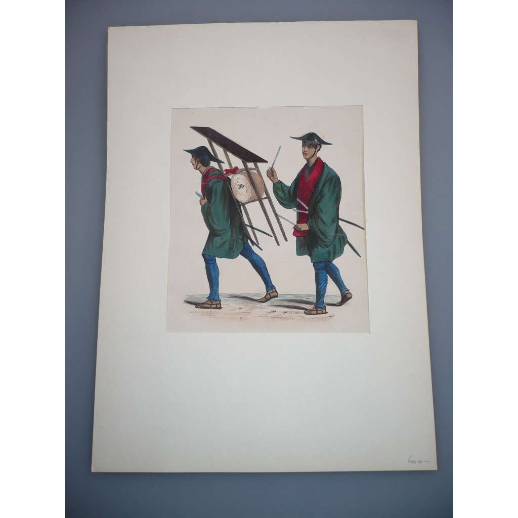 Kroje národů světa - Akvarel kolem roku 1900, grafika, Japonsko