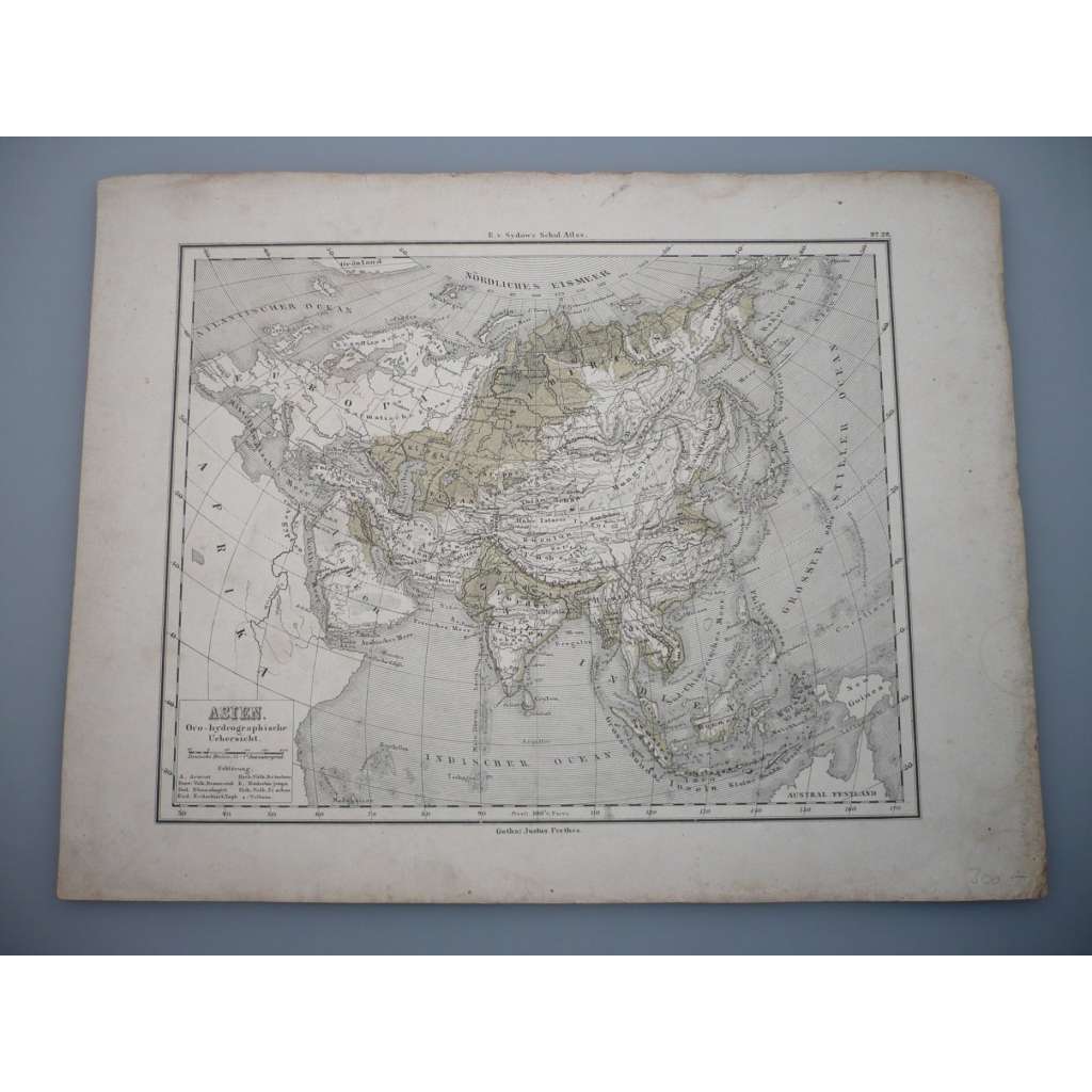 Asie - list z atlasu Sydow s Schul-Atlas - vyd. Justus Perthes Gotha (cca 1880)