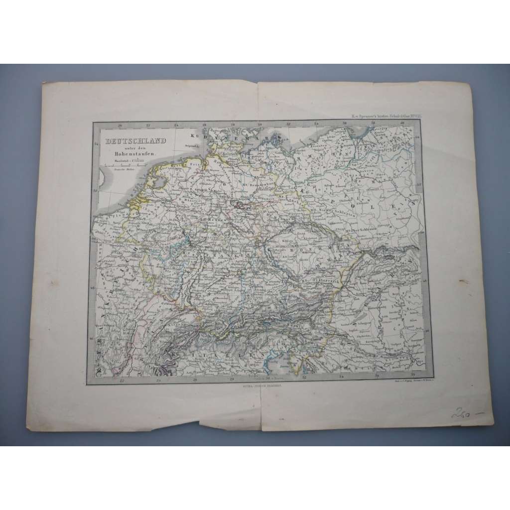 Německo a střední Evropa - list z atlasu Sydow s Schul-Atlas - vyd. Justus Perthes Gotha (cca 1880)