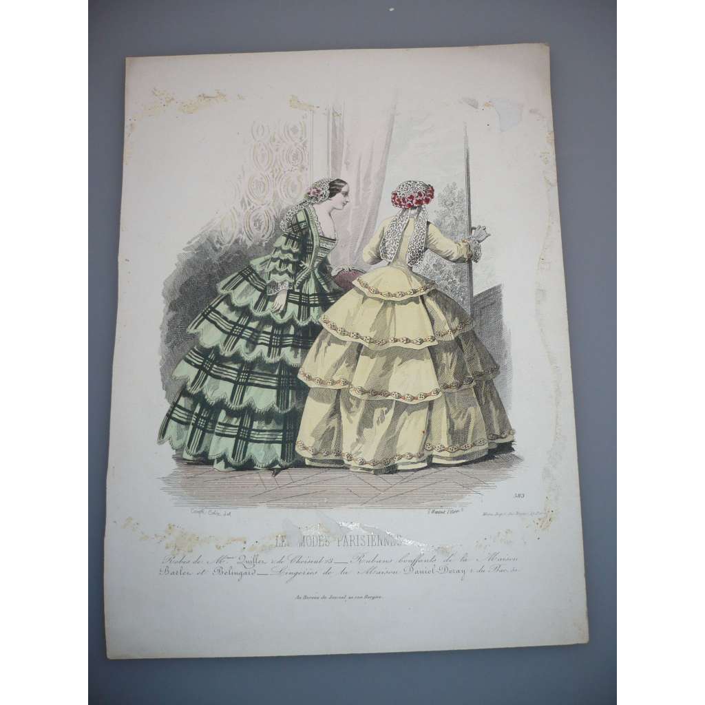 Pařížská móda - Kolorovaná litografie (cca 1850) - grafika