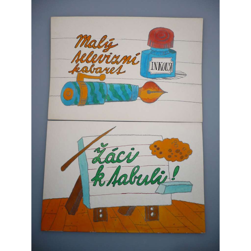 Petr Poš (1944 - 2015) - Kreslený film titulky, 6 listů - Akvarel, grafika 1978 HOL