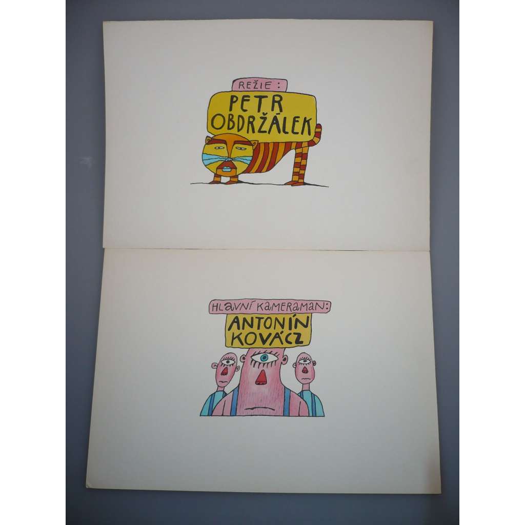 Petr Poš (1944 - 2015) - Kreslený film titulky, 8 listů - Akvarel, grafika 1989