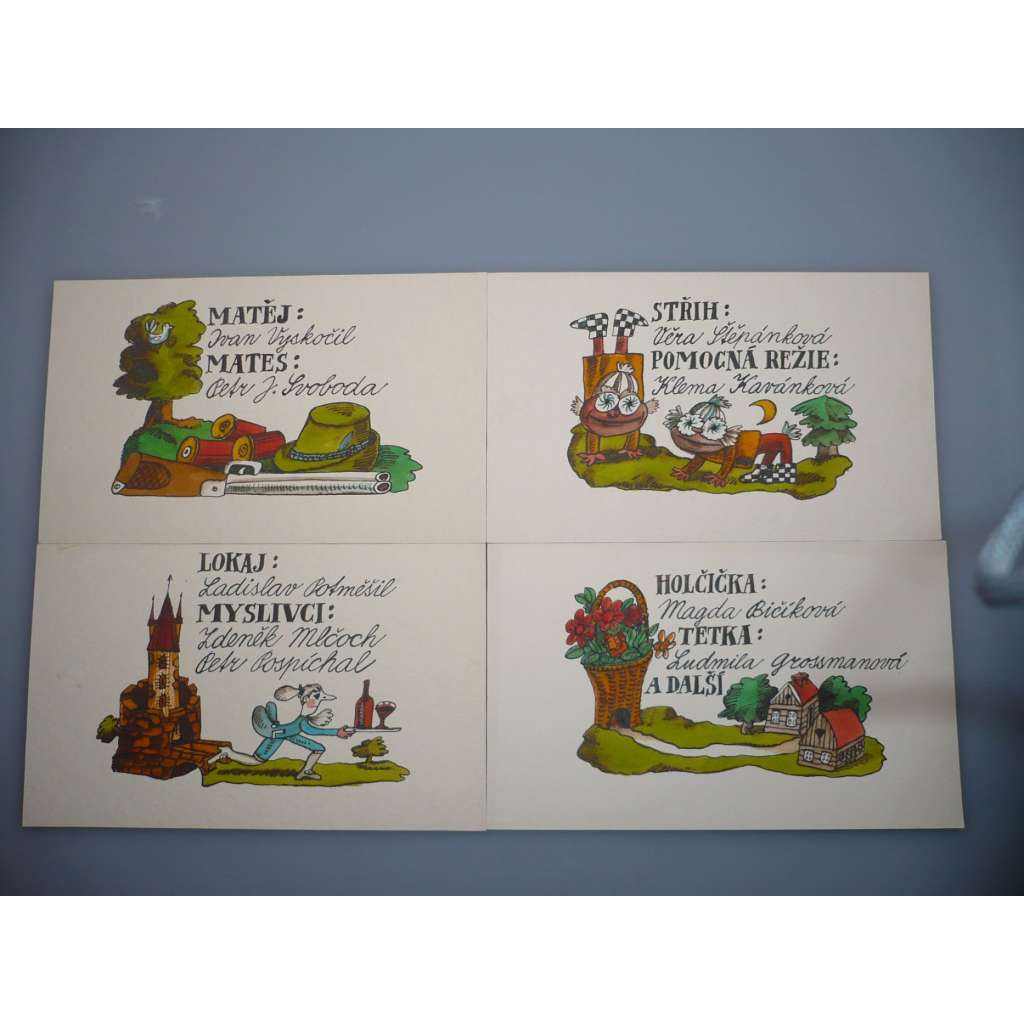 Petr Poš (1944 - 2015) - Kreslený film titulky, 4 listy - Akvarel, grafika 1978 HOL