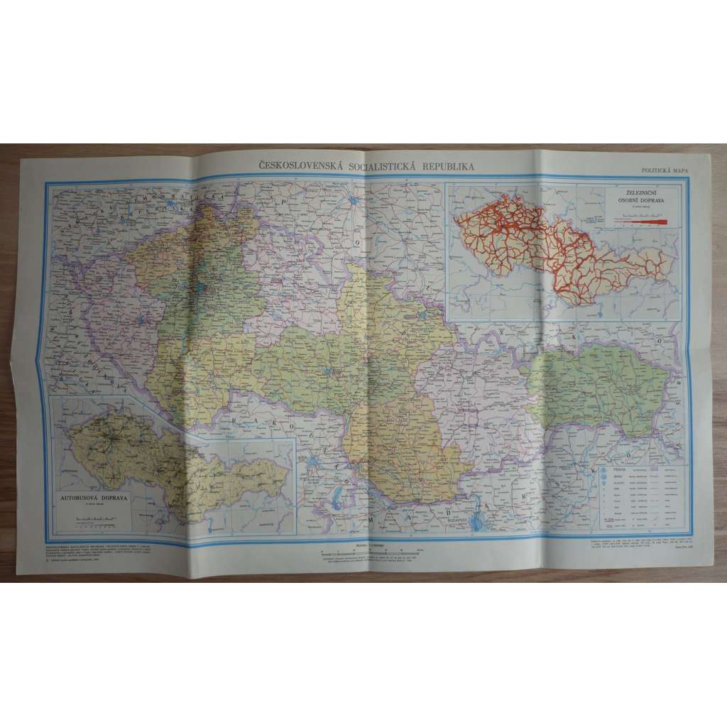 Mapa - Československá socialistická republika - Politická mapa - Měřítko 1:1 500 000
