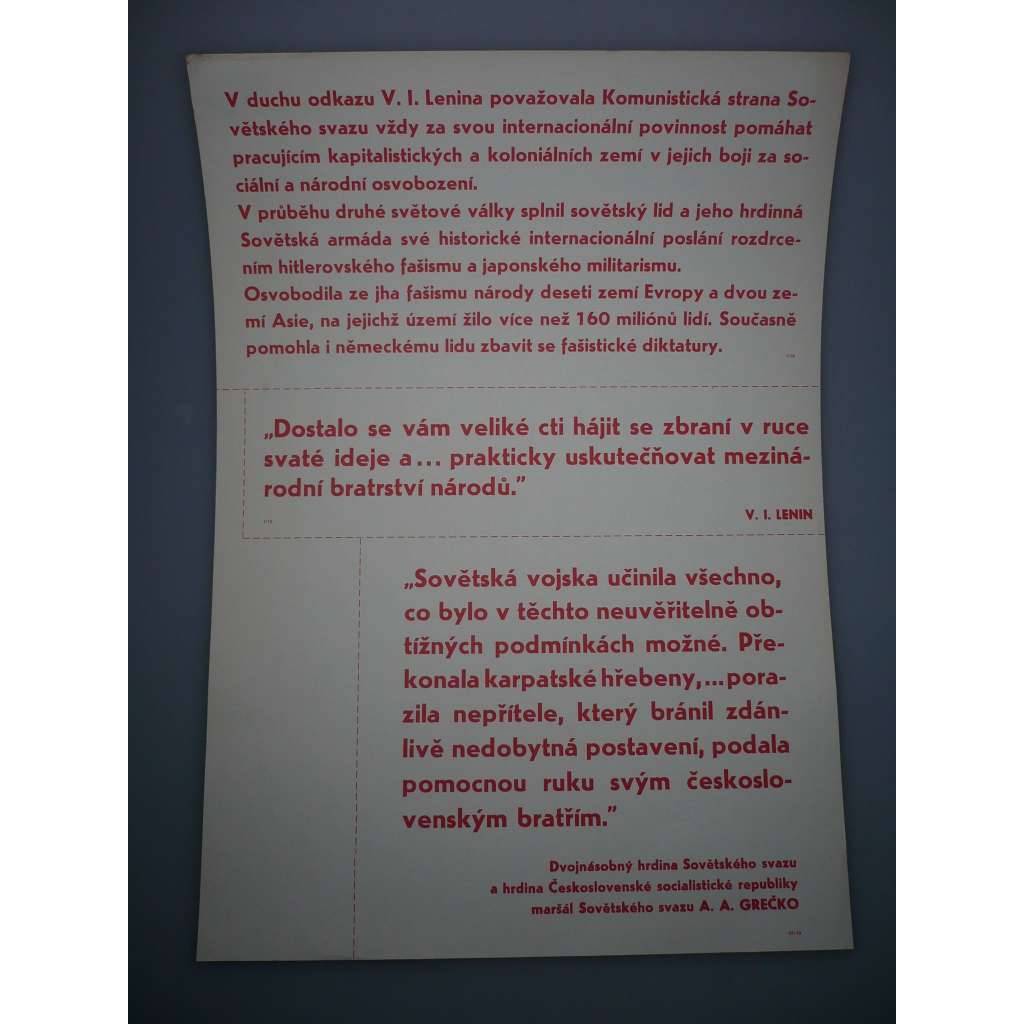 Plakát - Sovětská vojska - Lenin, Grečko - komunismus, propaganda