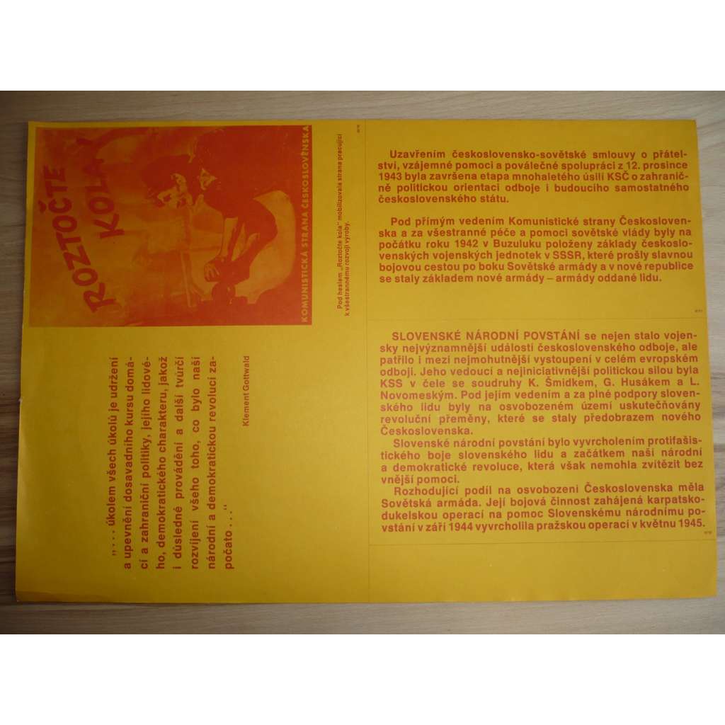 Plakát - Slovenské národní povstání, Gottwald, Komunistická strana - komunismus, propaganda
