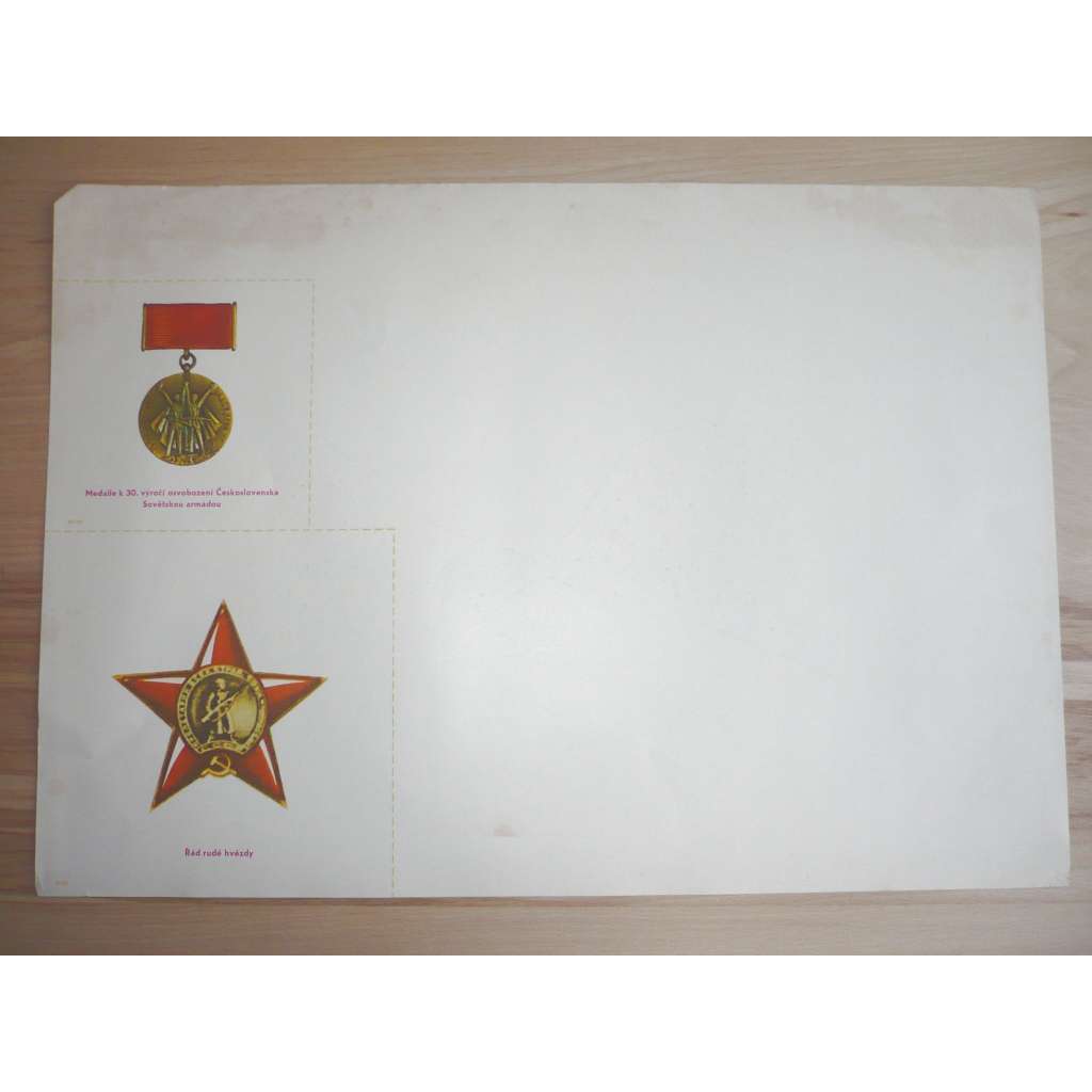 Plakát - Medaile k 30. výročí osvobození Československa, Řád rudé hvězdy - komunismus, propaganda