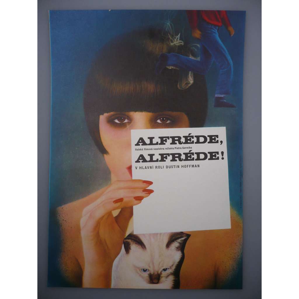 Alfréde, Alfréde! (filmový plakát, film Itálie 1972, režie Pietro Germi, Hrají: Dustin Hoffman, Stefania Sandrelli, Enzo Cannavale)