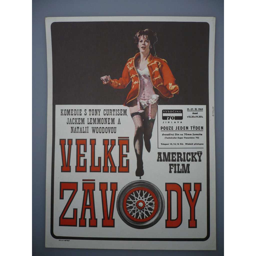 Velké závody (filmový plakát, film USA 1965, režie Blake Edwards, Hrají: Jack Lemmon, Tony Curtis, Natalie Wood)