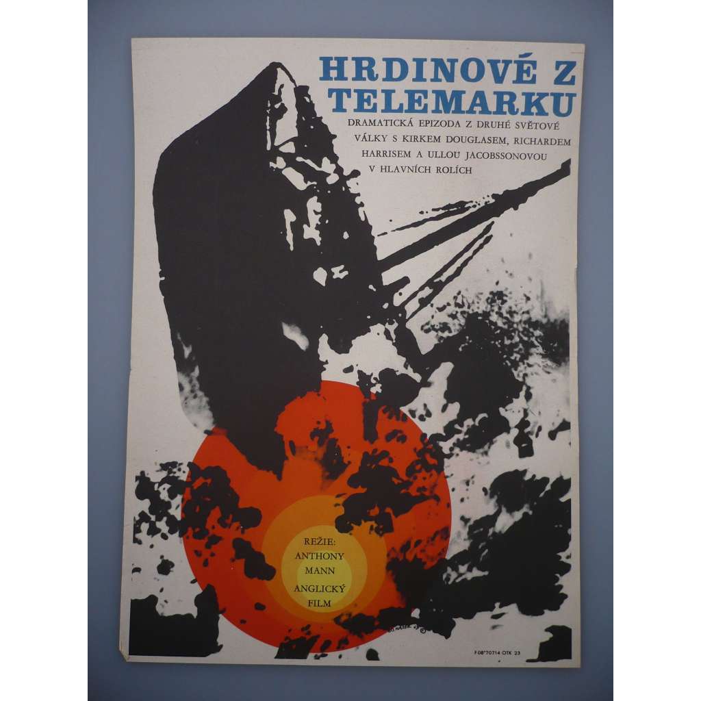 Hrdinové z Telemarku (filmový plakát, film VB 1965, režie Anthony Mann, Hrají: Kirk Douglas, Richard Harris, Ulla Jacobsson)