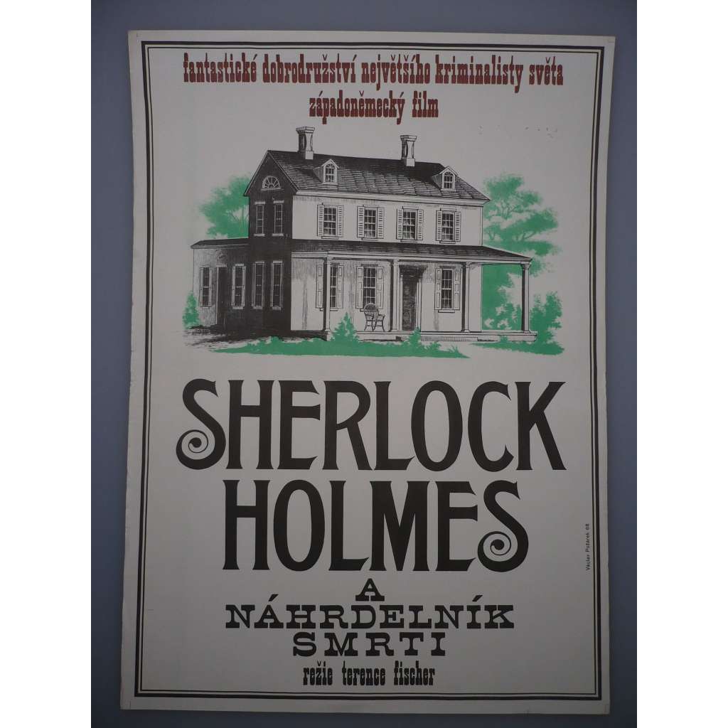 Sherlock Holmes a náhrdelník smrti (filmový plakát, film Francie 1962, režie Frank Winterstein, Terence Fisher, Hrají: Christopher Lee, Senta Berger, Hans Söhnker)