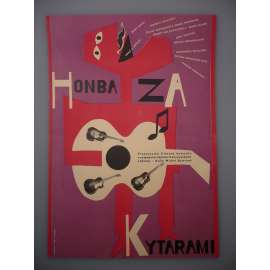 Honba za kytarami (filmový plakát, film Francie 1964, režie Michel Boisrond, Hrají: Dany Saval, Christian Marin, Mylène Demongeot)